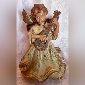 Vintage 60s Euromarchi Italy #397 Angel Playing Guitar Lute 8" Festive Figurine